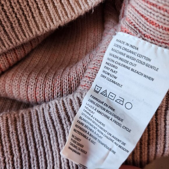 Prana Branagan Sweater Organic Cotton Blue Orange Taupe Rib Knit Sweater Medium - Picture 9 of 10